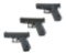 (M) LOT OF THREE: ONE GLOCK 23C AND TWO GLOCK 23 .40 S&W SEMI-AUTOMATIC PISTOLS WITH CASES..