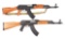 (M) LOT OF 2: NORINCO AK47 AND ZASTAVA M70 SEMI AUTOMATIC RIFLES.