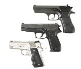 (M) LOT OF 3: DESERT EAGLE, SIG SAUER, AND SPRINGFIELD ARMORY SEMI AUTOMATIC PISTOL.