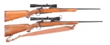 (M) LOT OF 2: RUGER M77 BOLT ACTION RIFLES WITH SCOPES.
