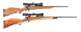 (M) LOT OF 2: WEATHERBY VANGUARD BOLT ACTION RIFLES WITH SCOPES.