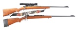 (C) LOT OF 2: REMINGTON 722 AND 721 BOLT ACTION RIFLES, ONE WITH SCOPE.