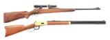 (C+M) LOT OF 2: J.C HIGGINS BOLT ACTION RIFLE WITH SCOPE AND WINCHESTER 1866 CENTENNIAL COMMEMORATIV