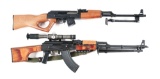 (M) LOT OF 2: NORINCO NHM91 AND ROMARM AES10B SEMI AUTOMATIC RPK STYLE RIFLES.