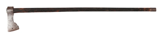 EARLY ENGRAVED GERMAN AX WITH ORIGINAL HAFT.