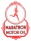 MARATHON MOTOR OIL DIE CUT PORCELAIN SERVICE STATION SIGN W/ RUNNING MAN GRAPHIC.