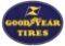 GOODYEAR TIRES PORCELAIN SERVICE STATION SIGN W/ FLAG & WINGED FOOT GRAPHIC.