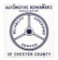 AUTOMOTIVE REPAIRMEN'S ASSOCIATION OF CHESTER COUNTY PORCELAIN SIGN W/ STEERING WHEEL GRAPHIC.