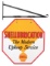 RARE SHELLUBRICATION PORCELAIN SERVICE STATION SIGN W/ METAL HANGING BRACKET.