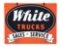OUTSTANDING WHITE TRUCKS SALES & SERVICE PORCELAIN DEALERSHIP SIGN.