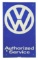 VOLKSWAGEN AUTHORIZED SERVICE TIN SIGN W/ REFLECTIVE PAINT.