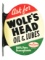WOLF'S HEAD MOTOR OILS & LUBES TIN FLANGE SERVICE STATION SIGN.