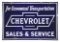 CHEVROLET SALES & SERVICE PORCELAIN SIGN W/ BOW TIE GRAPHIC.
