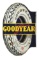 GOODYEAR TIRES PORCELAIN FLANGE SIGN W/ TIRE GRAPHIC.