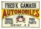 FRED'K GAMASH AUTOMOBILES, GENERAL SUPPLIES & FORD PARTS EMBOSSED TIN SIGN.