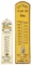 LOT OF 2: YELLOW TAXI WOODEN ADVERTISING THERMOMETERS.