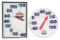 LOT OF 2: AMERICAN GASOLINE GLASS FACE SERVICE STATION THERMOMETERS.