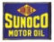 LARGE SUN OILS SUNOCO MOTOR OIL PORCELAIN SERVICE STATION FLANGE SIGN.