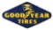 GOODYEAR TIRES DIE CUT PORCELAIN SERVICE STATION SIGN.