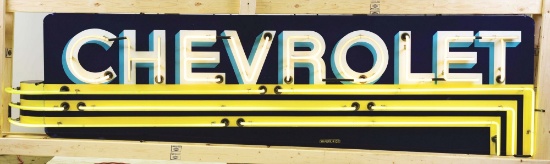 CHEVROLET DEALERSHIP PORCELAIN NEON SIGN W/ BULLNOSE EDGE.