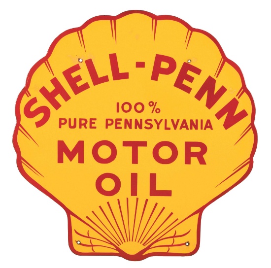 RARE SHELL PENN MOTOR OIL PORCELAIN OIL BOTTLE RACK SIGN.