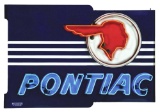PONTIAC AUTOMOBILES DIE CUT PORCELAIN NEON SIGN W/ FULL FEATHER NATIVE AMERICAN GRAPHIC.