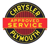 CHRYSLER PLYMOUTH APPROVED SERVICE PORCELAIN SIGN.