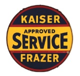 KAISER FRAZIER APPROVED SERVICE TWO PIECE PORCELAIN SIGN W/ ORIGINAL RING.