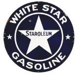 WHITE STAR STAROLEUM GASOLINE PORCELAIN SERVICE STATION SIGN.
