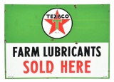 TEXACO FARM LUBRICANTS SOLD HERE PORCELAIN SIGN.