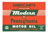MODERN PETROLEUM MOTOR OIL & LUBRICANTS TIN SERVICE STATION SIGN.