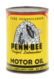 PENN BEE MOTOR OIL ONE QUART CAN W/ BEEHIVE GRAPHIC.