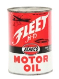 ELRECO FLEET HEAVY DUTY MOTOR OIL ONE QUART CAN W/ CAR & AIRPLANE GRAPHIC.