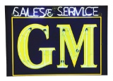 GENERAL MOTORS PORCELAIN NEON SIGN W/ ADDED SALES & SERVICE NEON.