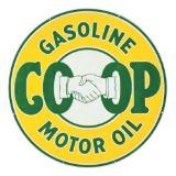 CO-OP GASOLINE & MOTOR OIL PORCELAIN SERVICE STATION SIGN.