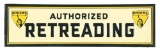 RARE MOHAWK TIRES AUTHORIZED RETREADING EMBOSSED TIN SERVICE STATION SIGN.