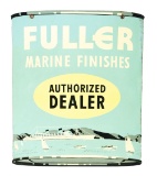 FULLER MARINE FINISHES AUTHORIZED DEALER TIN SIGN W/ SHIP & BOAT GRAPHICS.