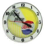 PEPSI COLA SAY PEPSI PLEASE DOUBLE BUBBLE LIGHT UP CLOCK.