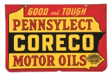 CORECO GOOD & TOUGH MOTOR OILS PORCELAIN SERVICE STATION SIGN.