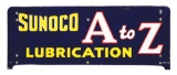 SUNOCO A TO Z LUBRICATION DIE CUT PORCELAIN RACK SIGN.