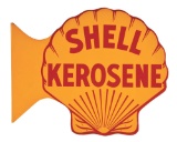 SHELL KEROSENE DIE CUT TIN SERVICE STATION FLANGE SIGN.