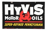 HYVIS MOTOR OILS PORCELAIN SERVICE STATION CURB SIGN.