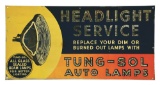 TUNG SOL AUTO LAMPS HEADLIGHT SERVICE TIN SERVICE STATION SIGN.