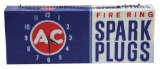 AC FIRE RING SPARK PLUGS TIN & PLASTIC SERVICE STATION LIGHT UP CLOCK.