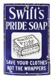 SWIFT'S PRIDE SOAP CURVED PORCELAIN SIGN.