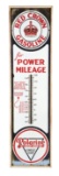 RED CROWN GASOLINE POWER MILEAGE PORCELAIN THERMOMETER.