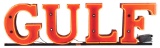 OUTSTANDING GULF GASOLINE EMBOSSED PORCELAIN NEON SIGN.