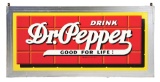 DRINK DR. PEPPER GOOD FOR LIFE TIN BILLBOARD SIGN W/ SELF FRAMED EDGE.