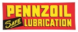 PENNZOIL SAFE LUBRICATION EMBOSSED TIN SERVICE STATION SIGN.