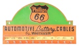 PHILLIPS 66 AUTOMOTIVE BATTERY CABLES EMBOSSED TIN SERVICE STATION DISPLAY RACK.